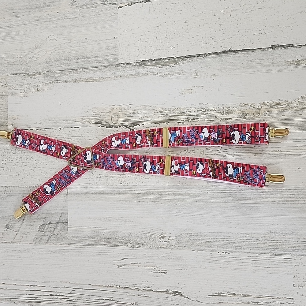 Snoopy Peanuts Joe Cool red adjustable kids suspenders